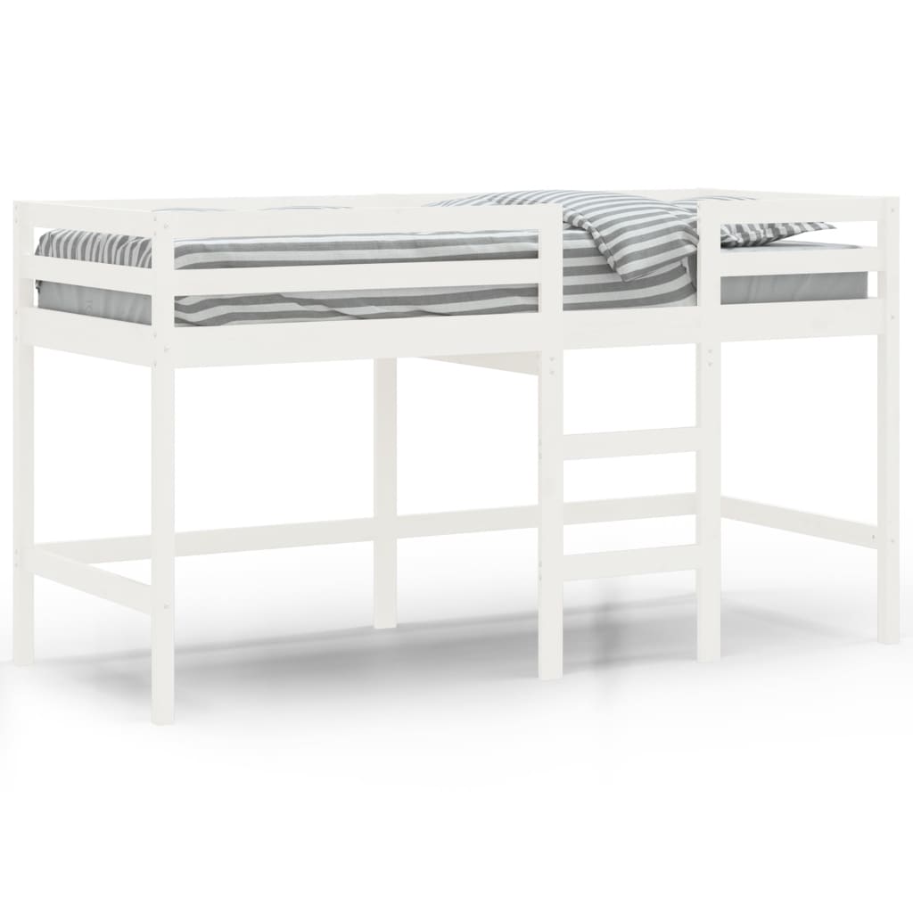 Cadre De Lit Enfant Blanc 90x190 Cm, Bois De Pin Massif, Pour Chambre