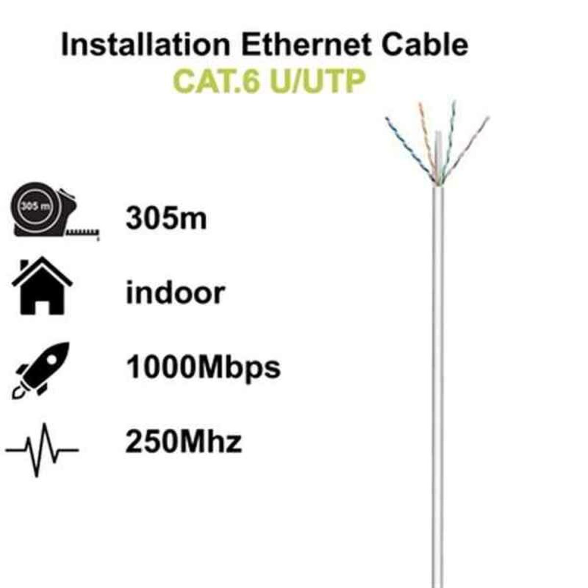 Przewód sieciowy Ewent Cat6 U/UTP 305 metrów szary