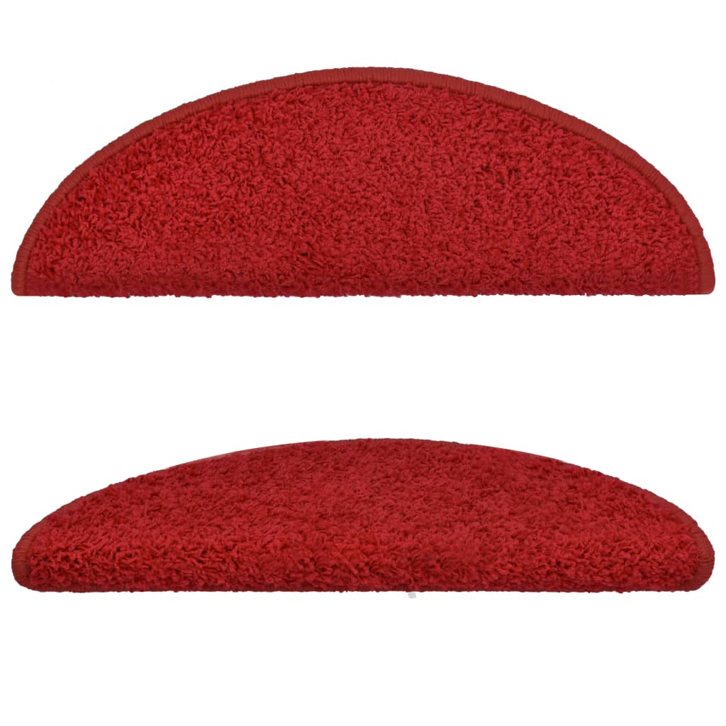 Maison Exclusive - Tappetini per scale 15 pz 56x17x3 cm rossi semicircolari - 3