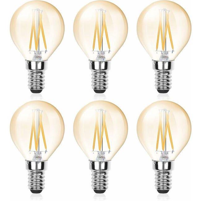 6 sztuk żarówek LED E14 Filament G45, 4W (odpowiednik 40W), E14 Świeca Ściemnialna, Bursztynowa Poświata, Żarówka Vintage Zimna Biel 6000K, 220V 380lm