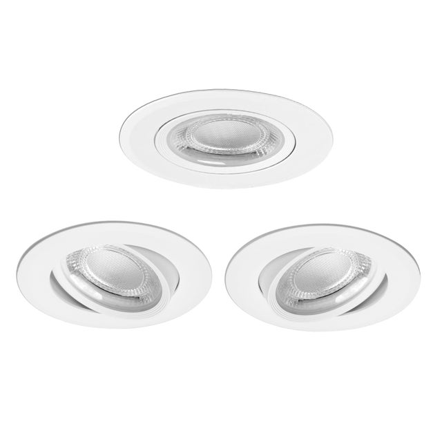 Aigostar Downlight LED Techo Empotrable, 5W Equivalente a Halógena 53W, Luz Blanca Cálida 3000K, Ángulo Rotable 30°, Ф70-75mm, 3Pcs, AC 220-240V