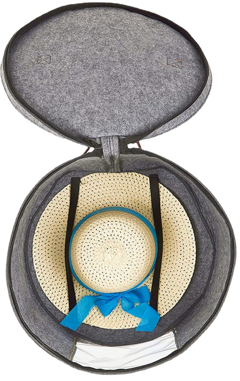 Boîte de rangement pour chapeau avec couvercles, grand sac de rangement pour chapeau rond pour femme - 3