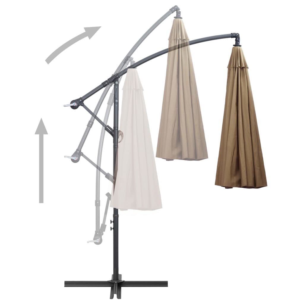 Parasol suspendu Taupe 3 m Mât en aluminium - 5