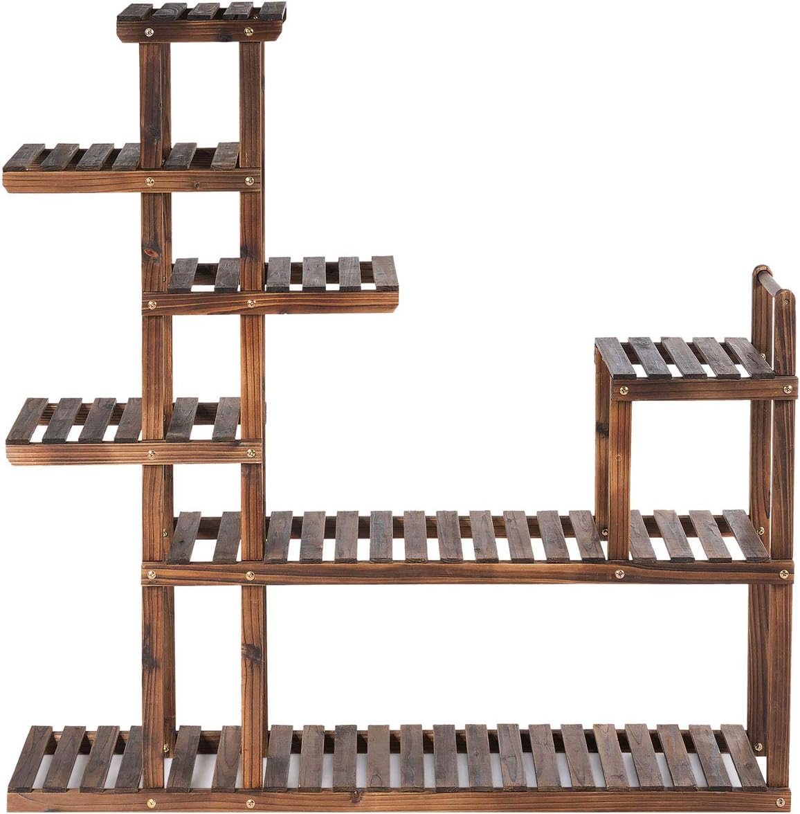 Étagère à fleurs en bois à 7 niveaux porte plante durable décoration décorative 120x25x120cm - 9