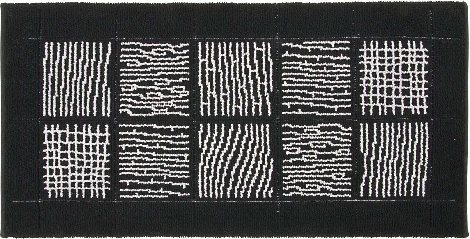 Alfombra de baño 65x140 cm pie de cama suave antideslizante algodón puro shaggy negro