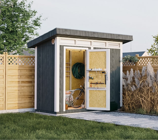Abri de Jardin 3m2 à base de bois en panneaux LP SmartSide, avec sol et tuiles bitumineuses L161xL293xH239 cm - Timbela M901- CAVERN STEEL