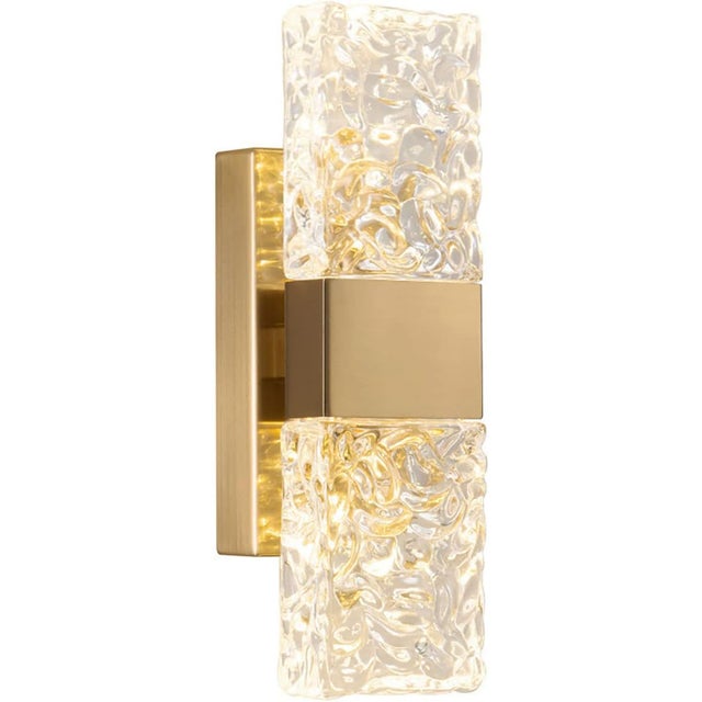 Kinkiet ścienny Nordic Crystal – nowoczesna złota lampa ścienna LED, do salonu, sypialni, kuchni, przedpokoju, oświetlenia wnętrz (światło 3-kolorowe)