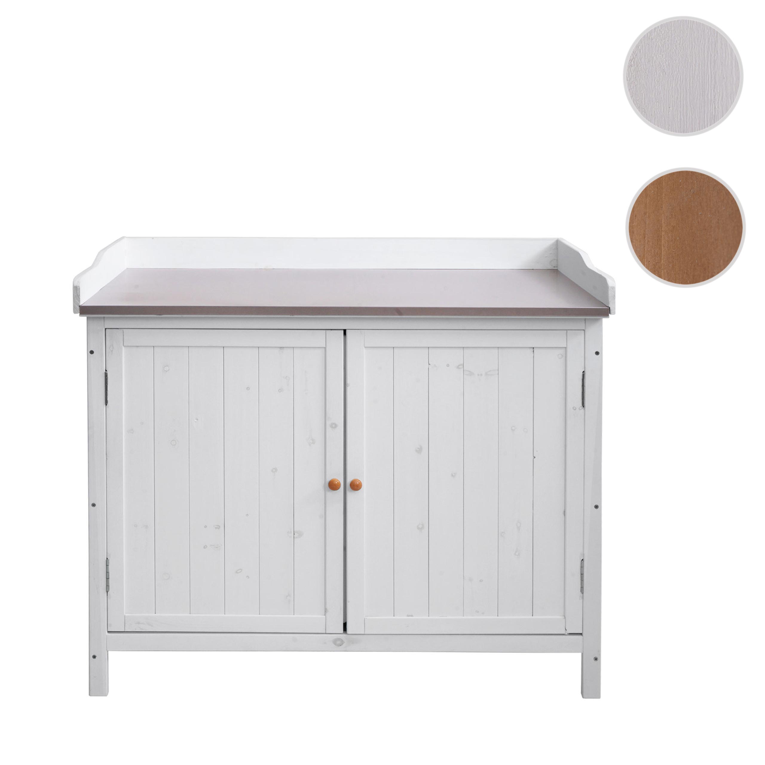 Armoire de jardin avec plan de travail HWC-L69 Outdoor sapin bois MVG 86x104x52cm ~ blanc - 9