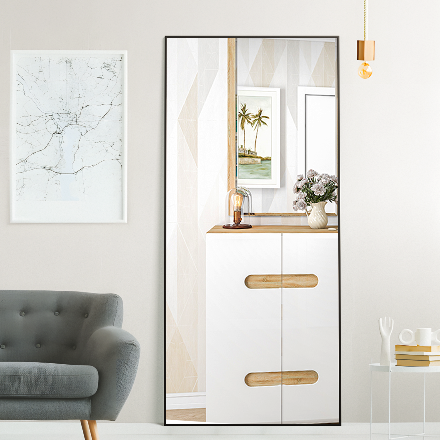 Los espejos de cuerpo entero están hechos de marcos de aleación de aluminio y espejos verticales de cuerpo entero y espejos de pared. - 2