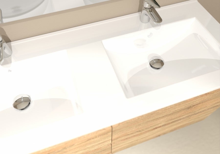 Meuble double vasque HALO 120cm 4T Bois Clair - 3