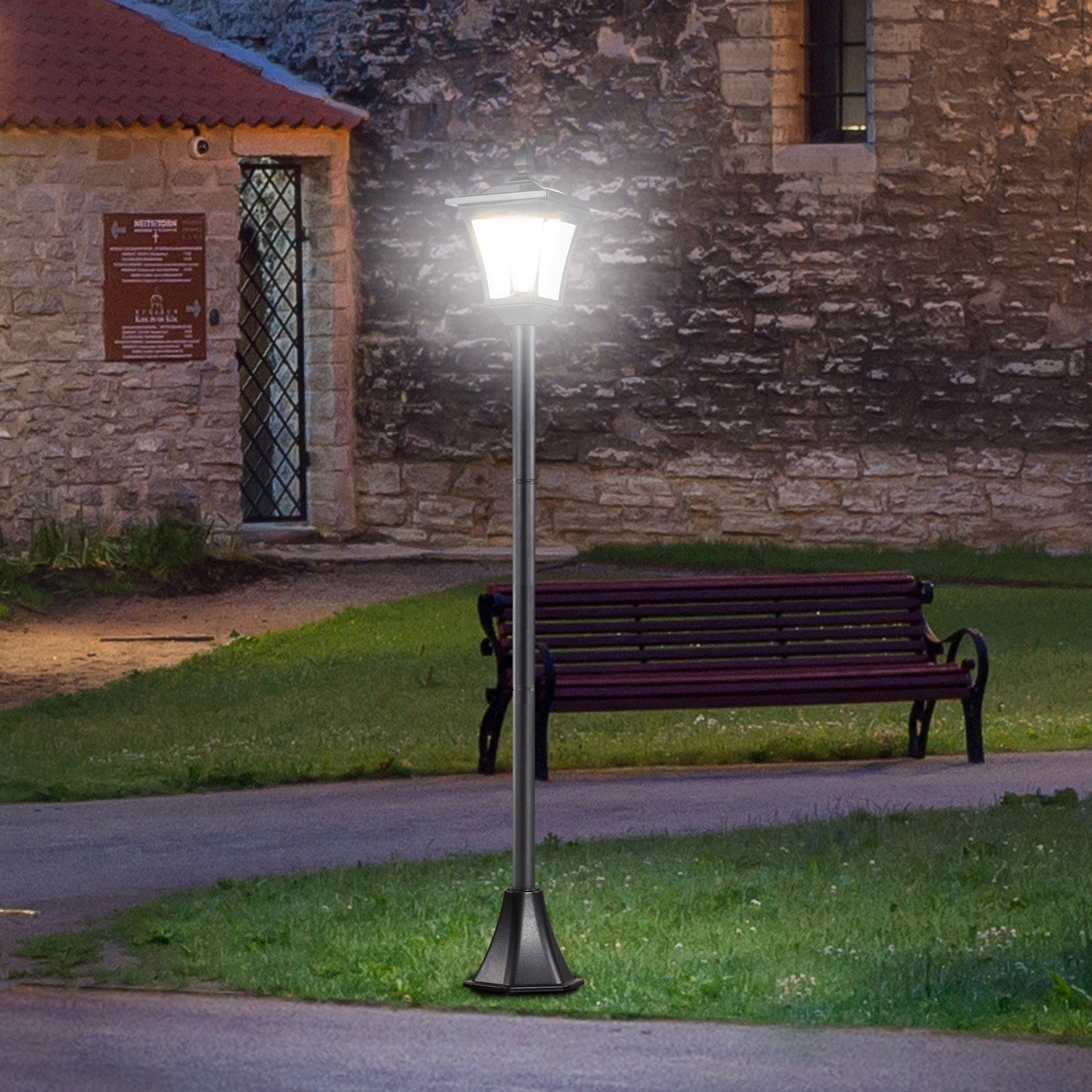 Lanterne Solaire de Jardin LED 40 Lumen, Éclairage Extérieur Noir avec Capteur Automatique, 18 x 18 x 160 cm - 3