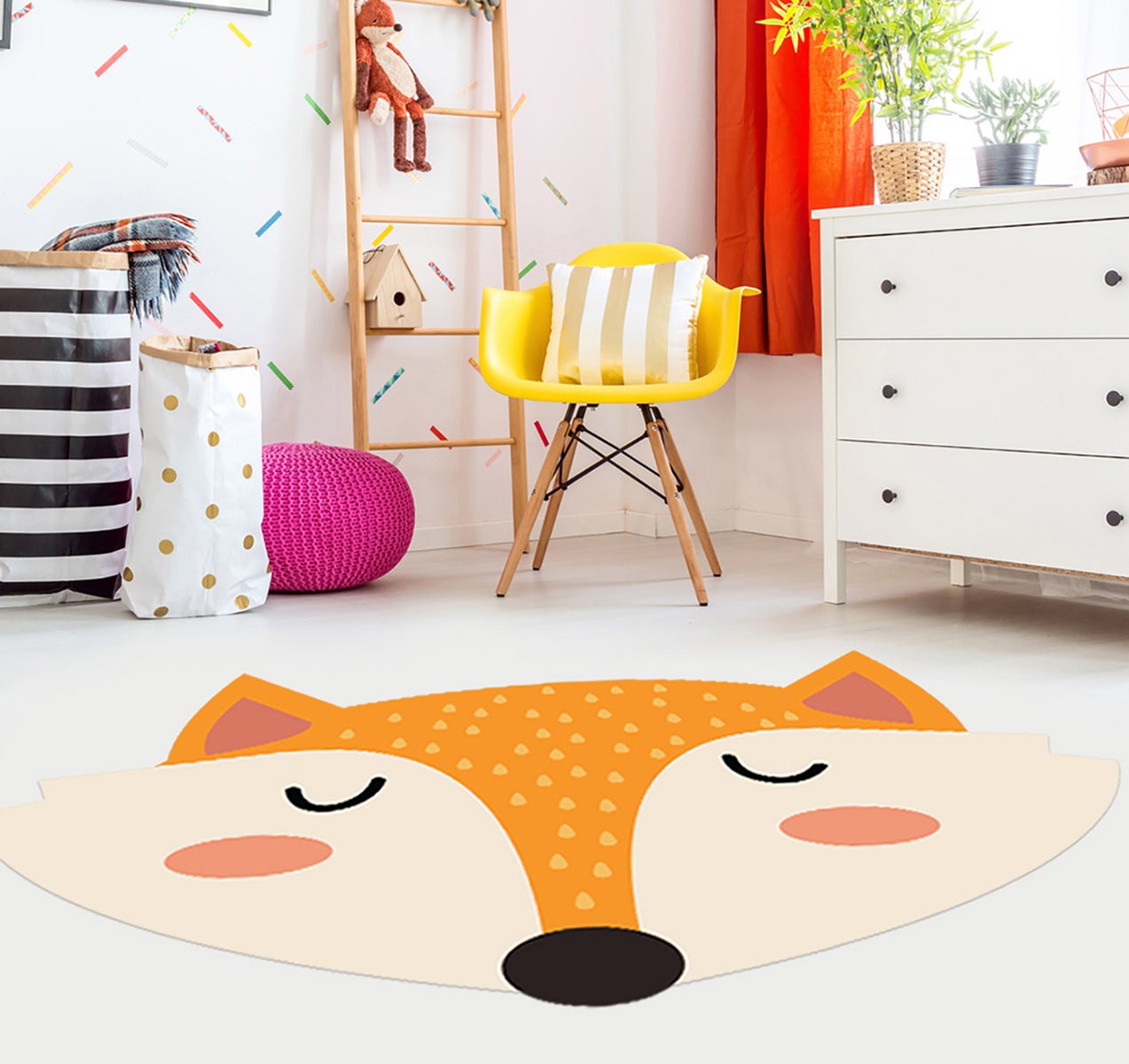 Dywan winylowy dziecięcy Fox 114x160 cm - antypoślizgowy PVC, winylowy do pokoju dziecięcego, ognioodporny i zmywalny
