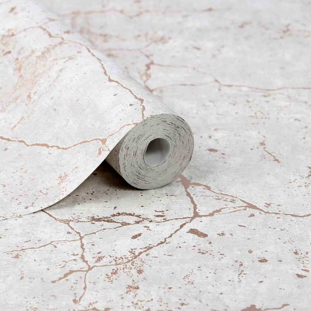 Papier peint intissé Kintsugi Vinyle 1005 x 52cm Or Rose - 4