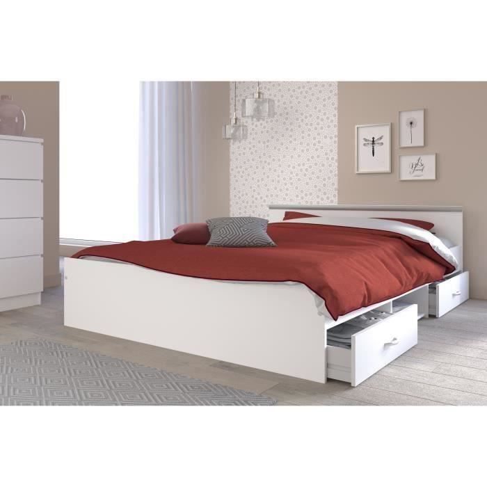 PARISOT Lit adulte contemporain blanc mat - l 140 x L 190 cm - ZODIAC - 7