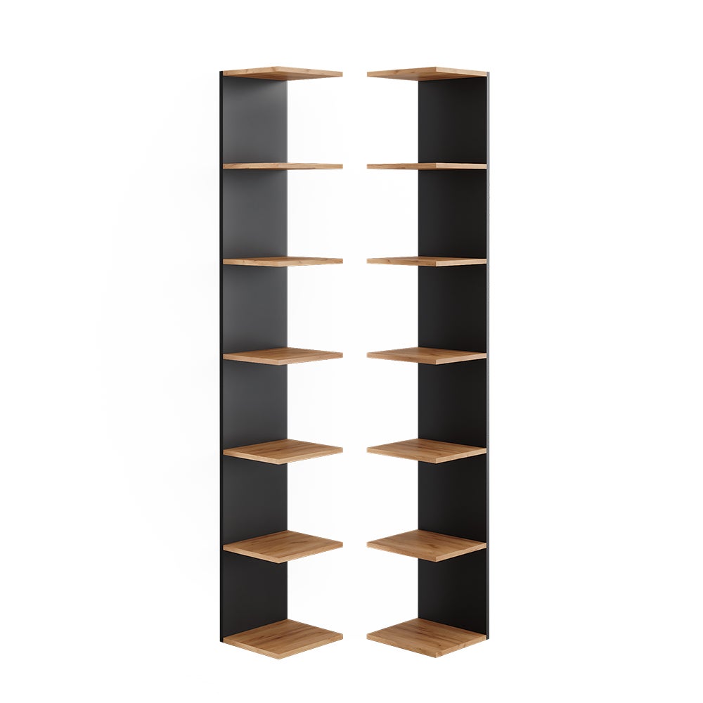 Vicco Półka ścienna Paolo, Antracyt, 30 x 190 cm Zestaw 2 sztuk