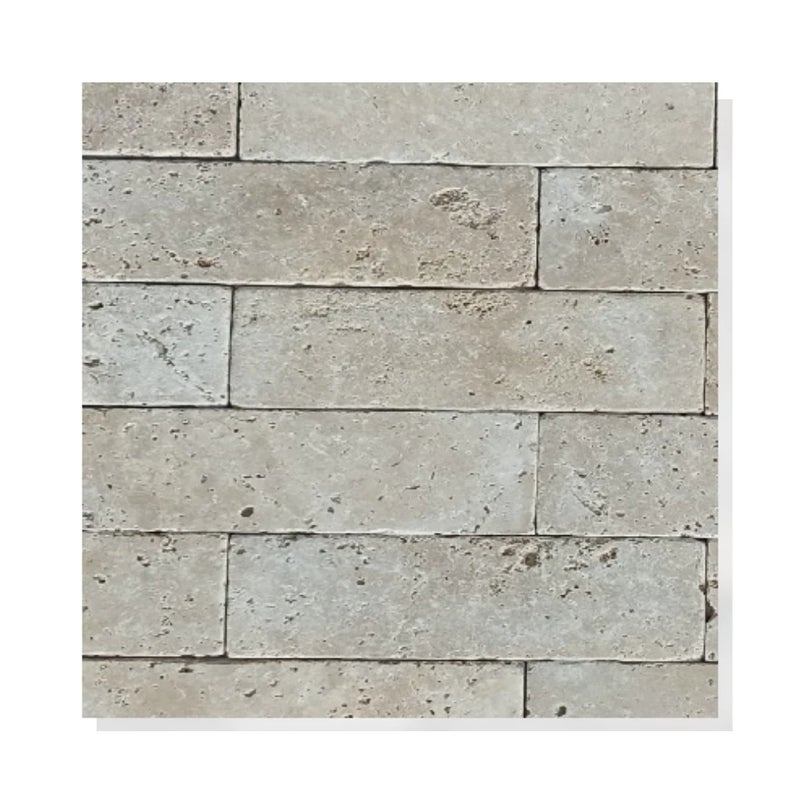 Kamień dekoracyjny elewacyjny trawertyn Ivory Classic Mix Bębnowany 7,5x30,5 cm