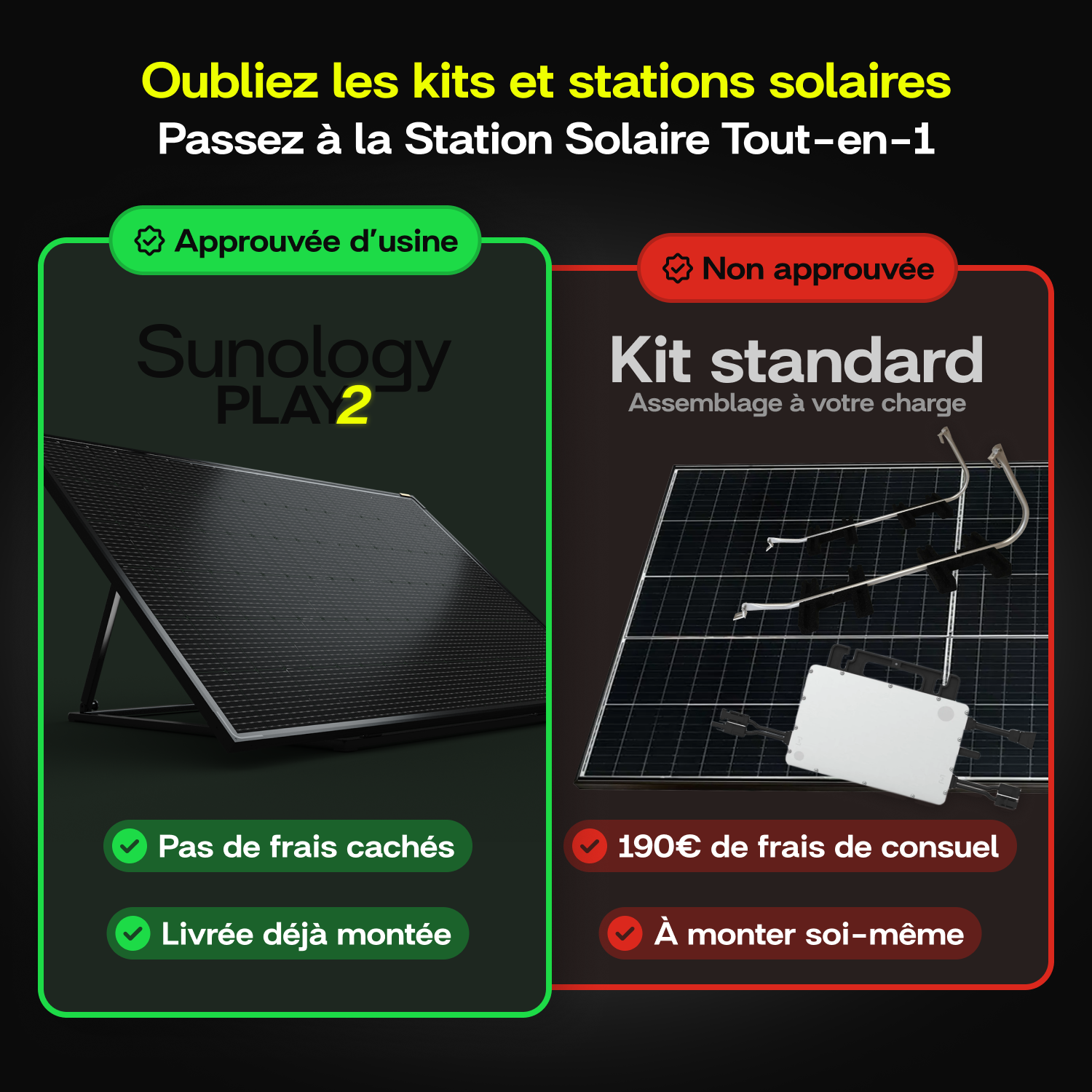 Sunology PLAY2 - Panneau solaire complet 460W bifacial – Station solaire livrée totalement assemblée – Installation au sol ou au mur - 8