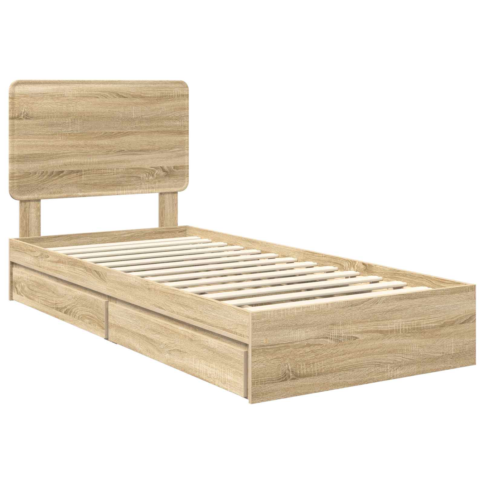 Lit de rangement chêne 75 x 190 cm panneau de bois - 4