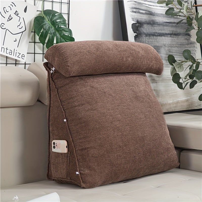 Oreiller doux pour tête de lit – Oreiller triangulaire avec housse amovible – 120 x 50 x 20 cm – Coussin de soutien lombaire pour enfant adulte – Grand coussin de dossier