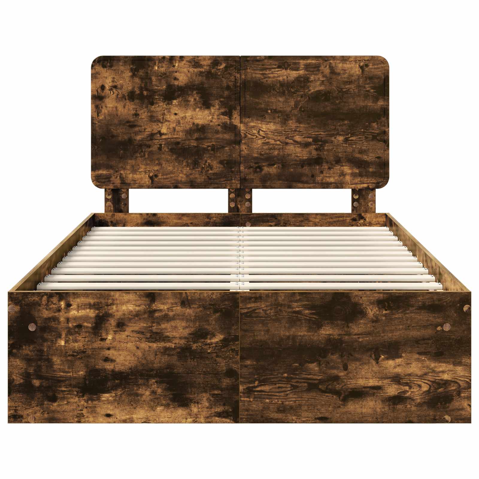 Cadre de lit chêne fumé 135 x 190 cm bois de pin massif - 7