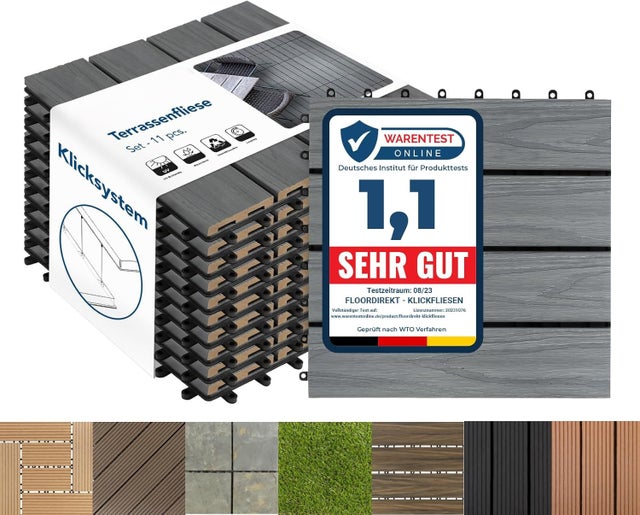 Dalles de Terrasse Lot de 11 pièces, Classic Gris 30 x 30 cm - 1 m²