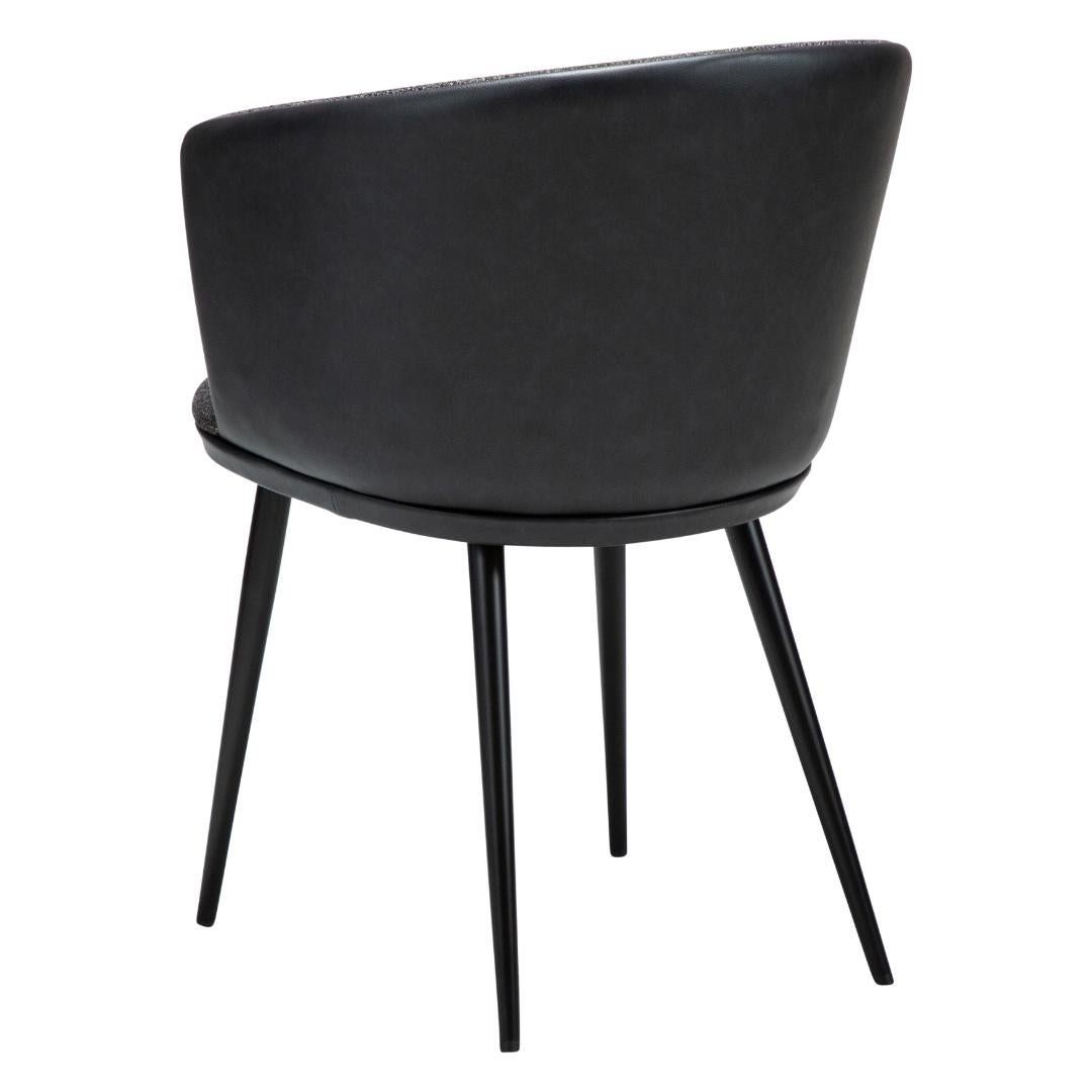 Hey Dan-Form krzesło stołowe z podłokietnikami bouclé, PU skóra sztuczna czarny.