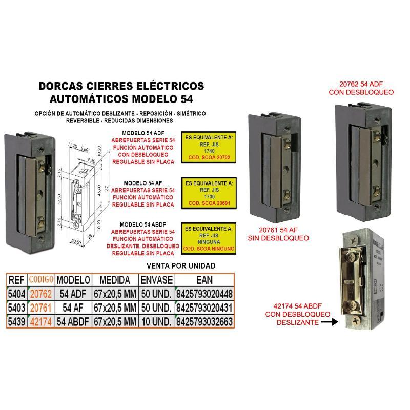Dorcas cierre elect.autom. 54-abdf+desbl.deslz.s-placa s-5438-b2