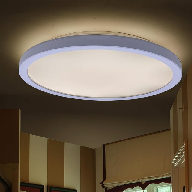 Plafón Techo Circular Blanco 20W Ø30cm, Lámpara Superficie Retro iluminada, para dormitorio, baño y cocina, Luz natural 4000K