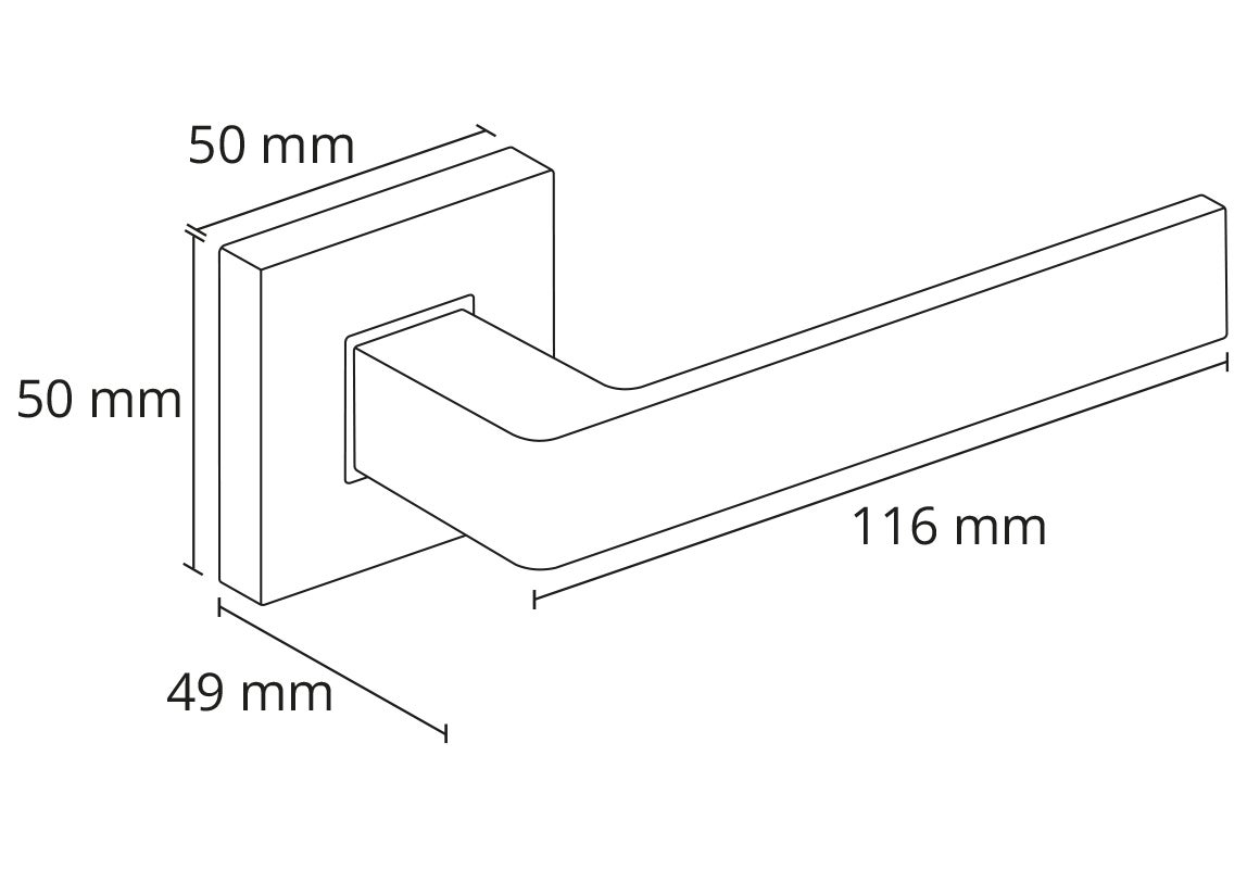 Poignée de porte d'intérieur ERGO, dorée, poignée sans rosace inférieure, poignée carrée or mat, garnitures de porte - 7