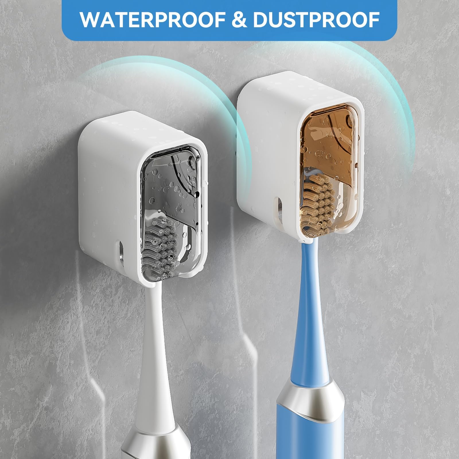 Portaspazzolino MCOCO Da Parete Per Bagno - 2 Scomparti Grandi, 4 Posti, Installazione Adesiva Senza Fori - 3
