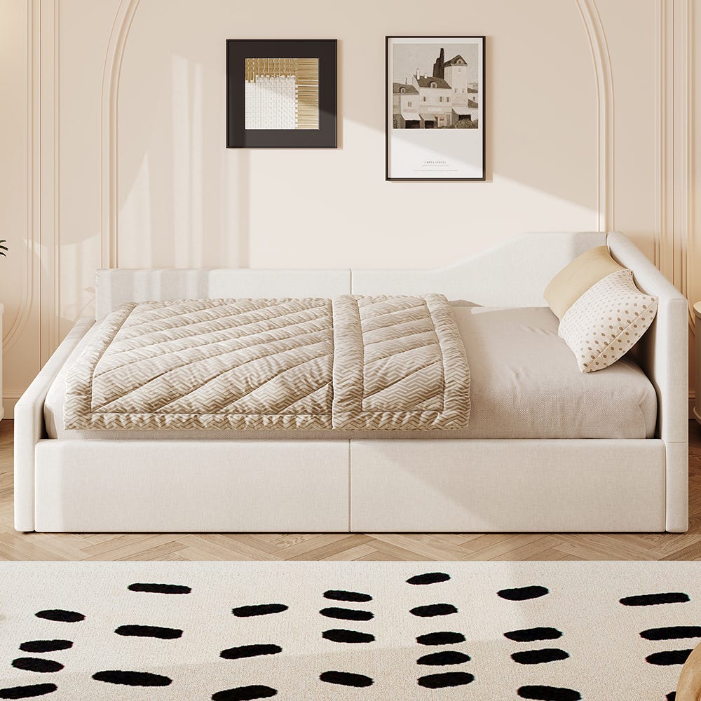 Divano letto 140 x 200 cm con contenitore, colore beige Leroy Merlin