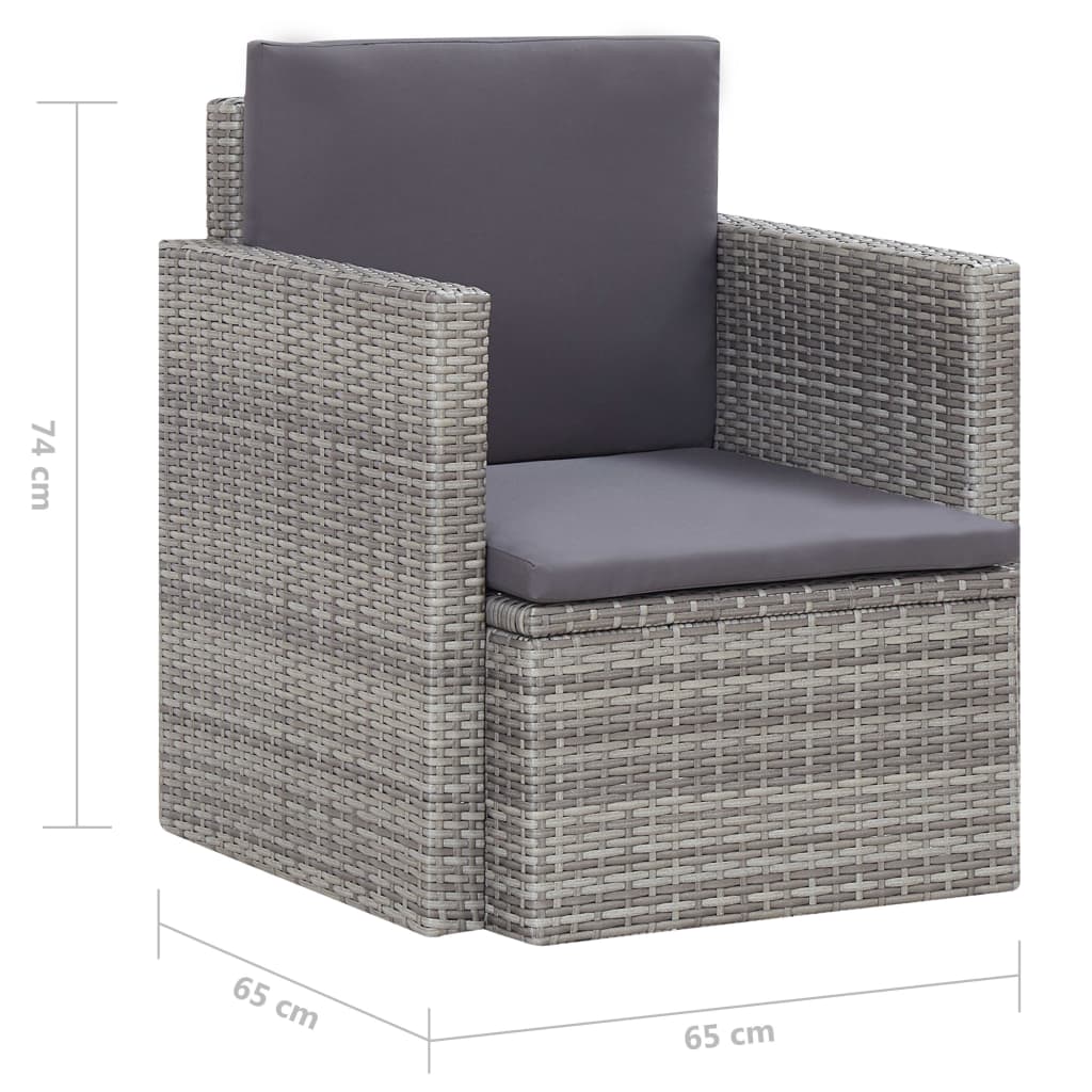 Chaise de jardin avec coussins Résine tressée Gris - 6