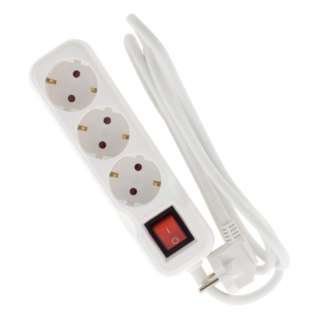 Multiprise Schuko + interrupteur 3x16A - 5m - blanc - Zenitech