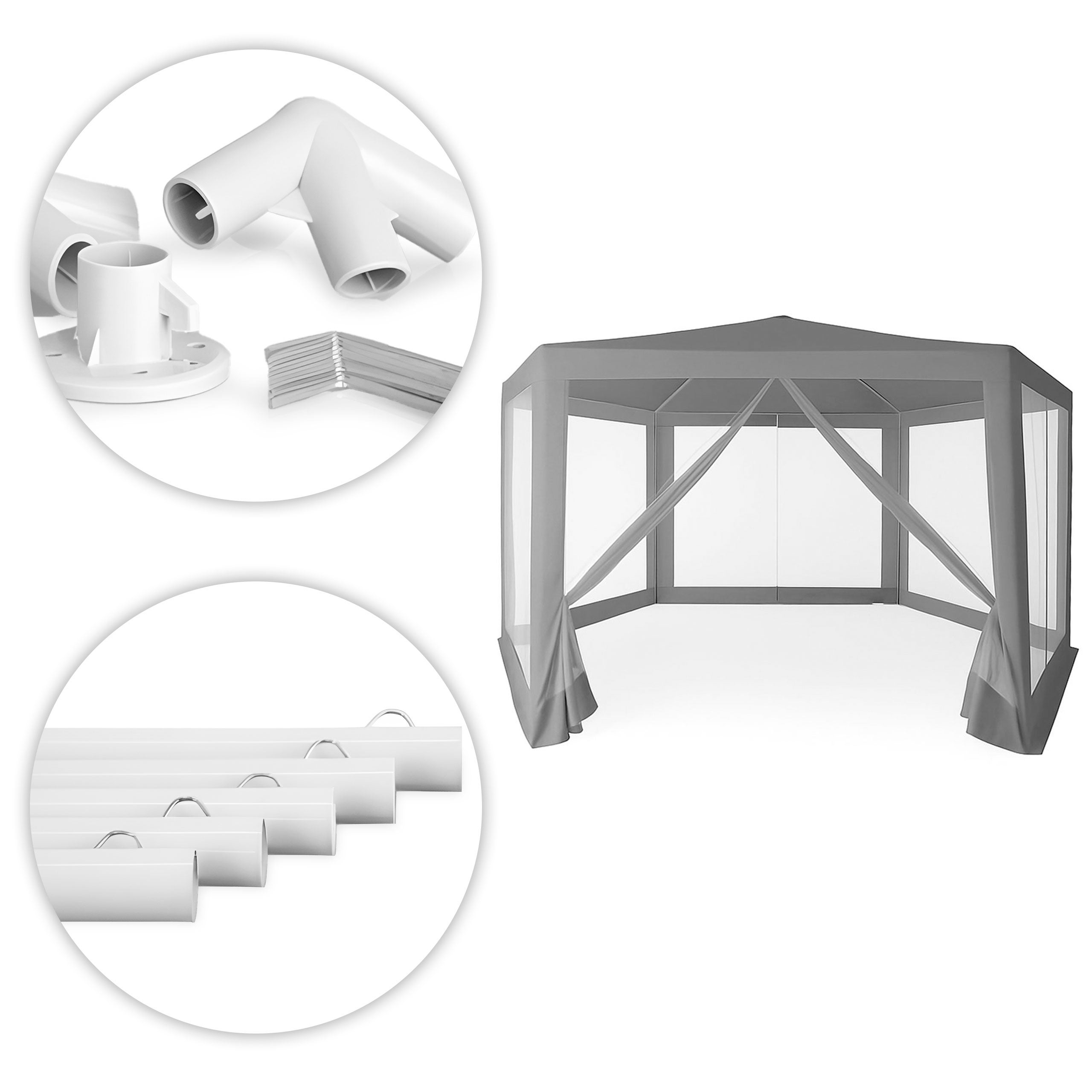 Namiot pawilon ogrodowy handlowy 2x2x2 m z moskitierą szary MultiGarden - 5