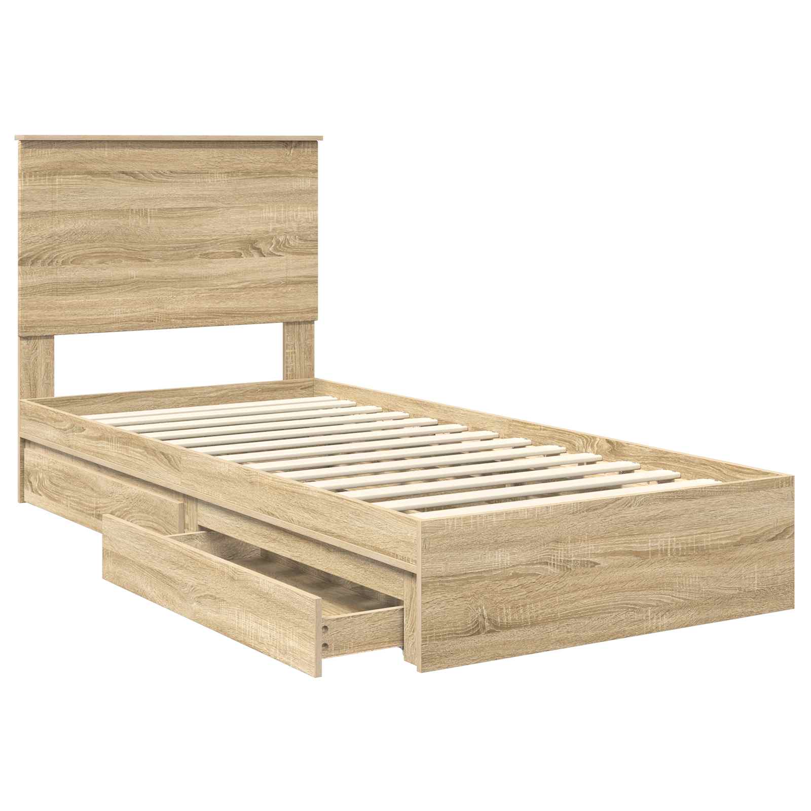 Lit de rangement chêne 75 x 190 cm panneau de bois - 5