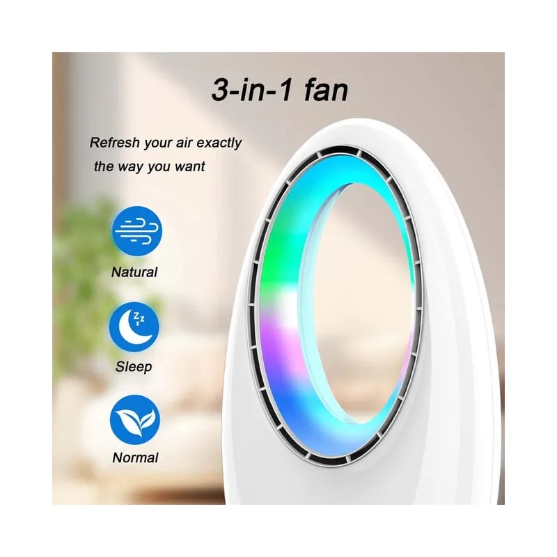 Ventilateur tour silencieux avec écran tactile et télécommande, 3 vitesses, oscillation de 60°, minuterie de 7,5 heures, lumière d'ambiance LED