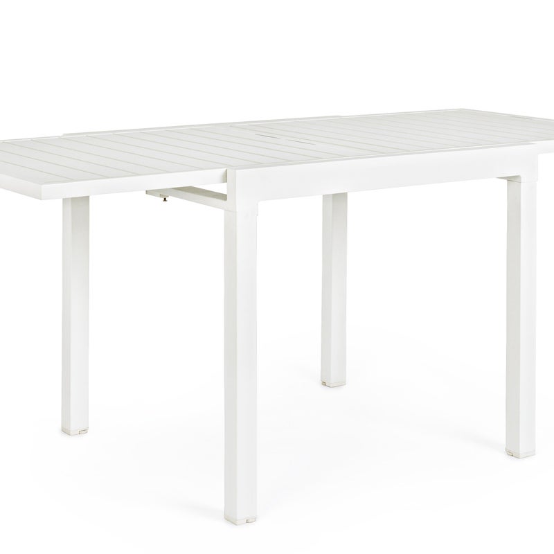 Stół rozkładany "PELAGIUS" 83-166x80 cm, biały, z aluminiowym blatem, do ogrodu i na werandę