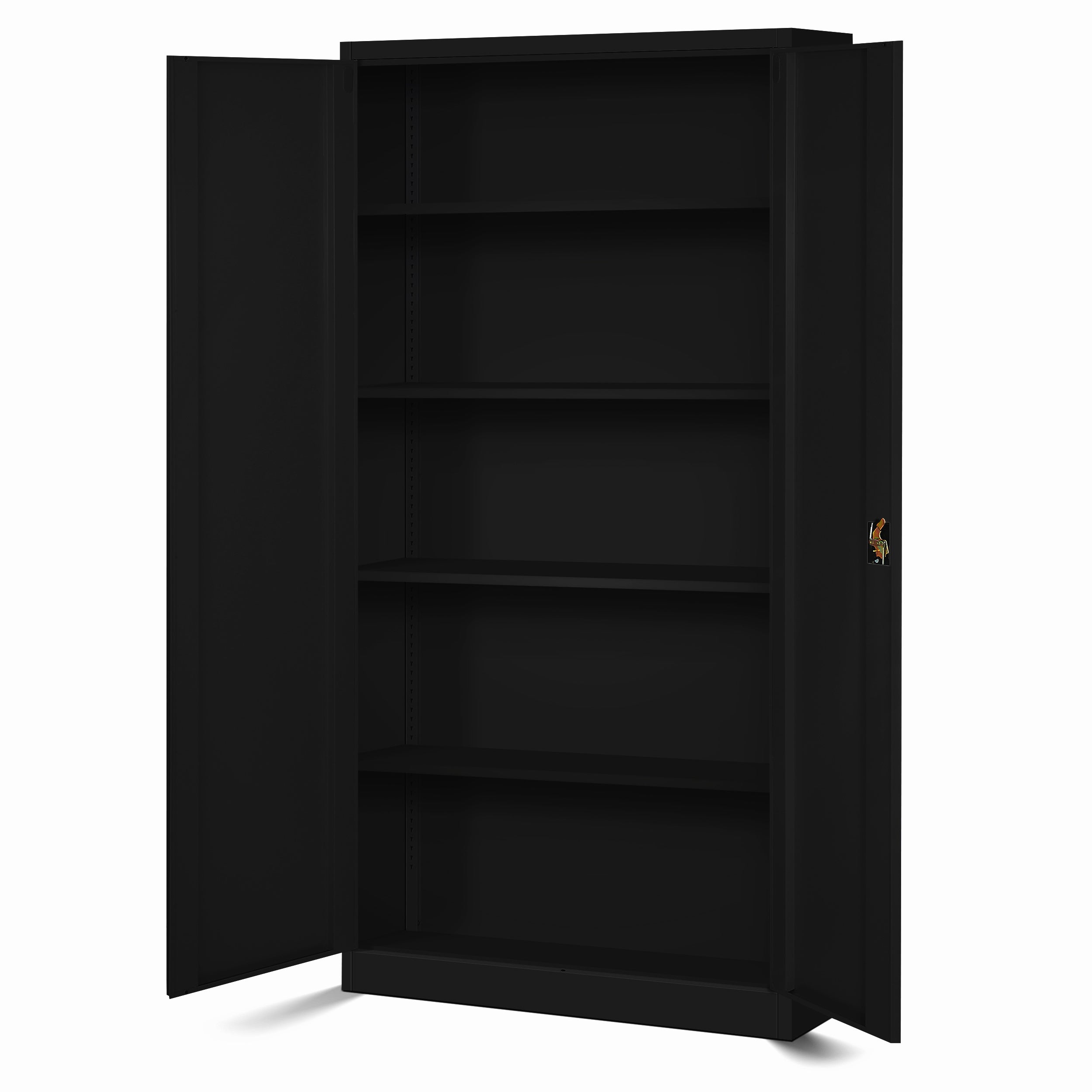 Armoire de Bureau de Rangement Métallique 4 étagères réglables 185 cm x 90 cm x 40 cm Noir - 2