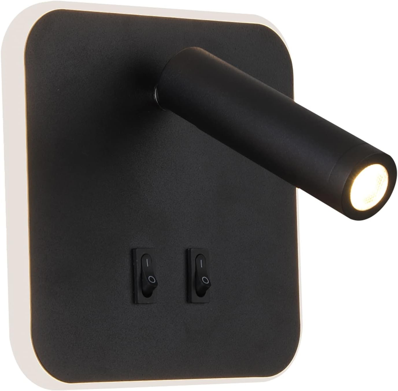 Lampka ścienna LED nocna z włącznikiem, czarna, 3W + 10W (kwadratowa)