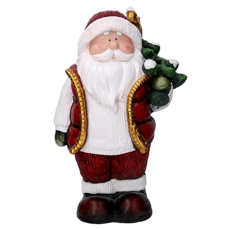 Statue en résine d'un Père Noël avec des skis | Déco et Artisanat