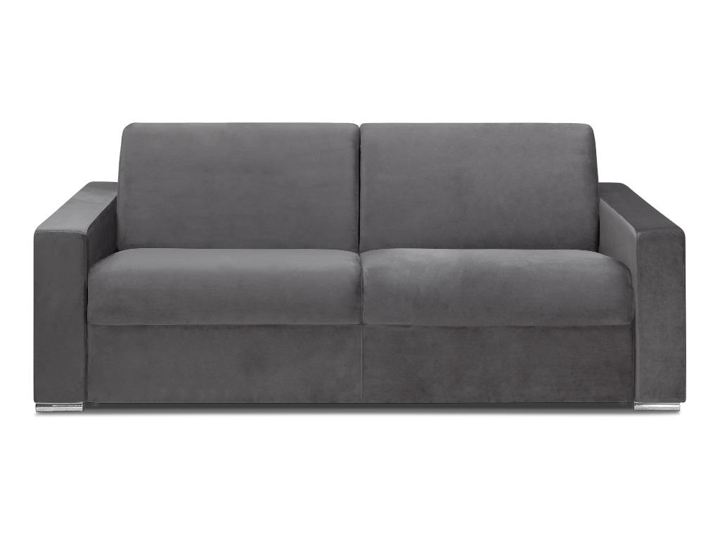 Kanapa 4-osobowa rozkładana z weluru CALITO - Kolor antracytowy - Łóżko 160 cm - Materac 18 cm