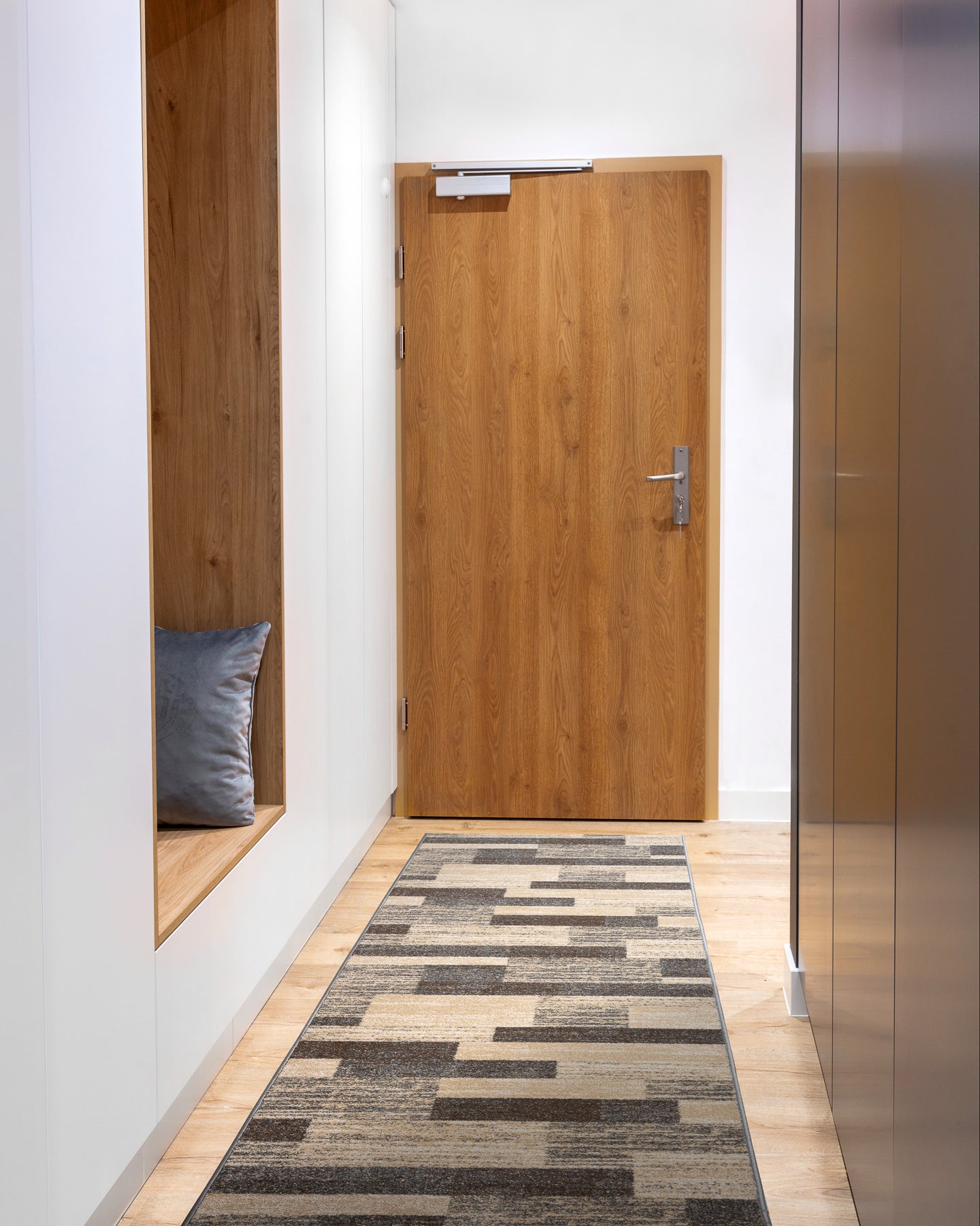 Tapis de couloir KARMEL Deski planches caramel gris 80cm 80x490 cm - 4