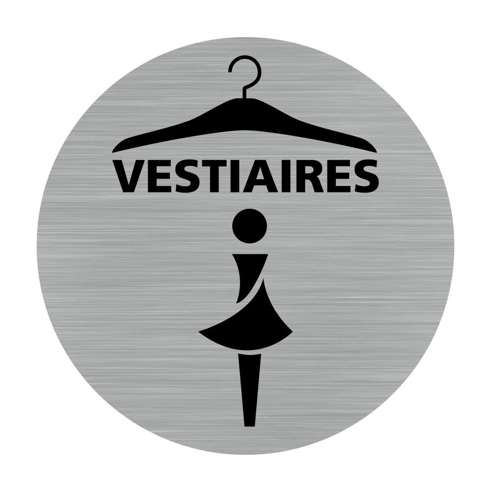 Plaque De Porte Vestiaires Femmes Alu Brossé - Sticker Ou Plaque Alu