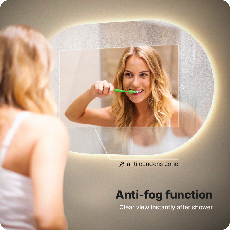 Miroir de salle de bain Mirlux avec éclairage LED et chauffage - Miroir mural ovale - Miroir de douche anti-condensation - 90 x 60 cm - 4