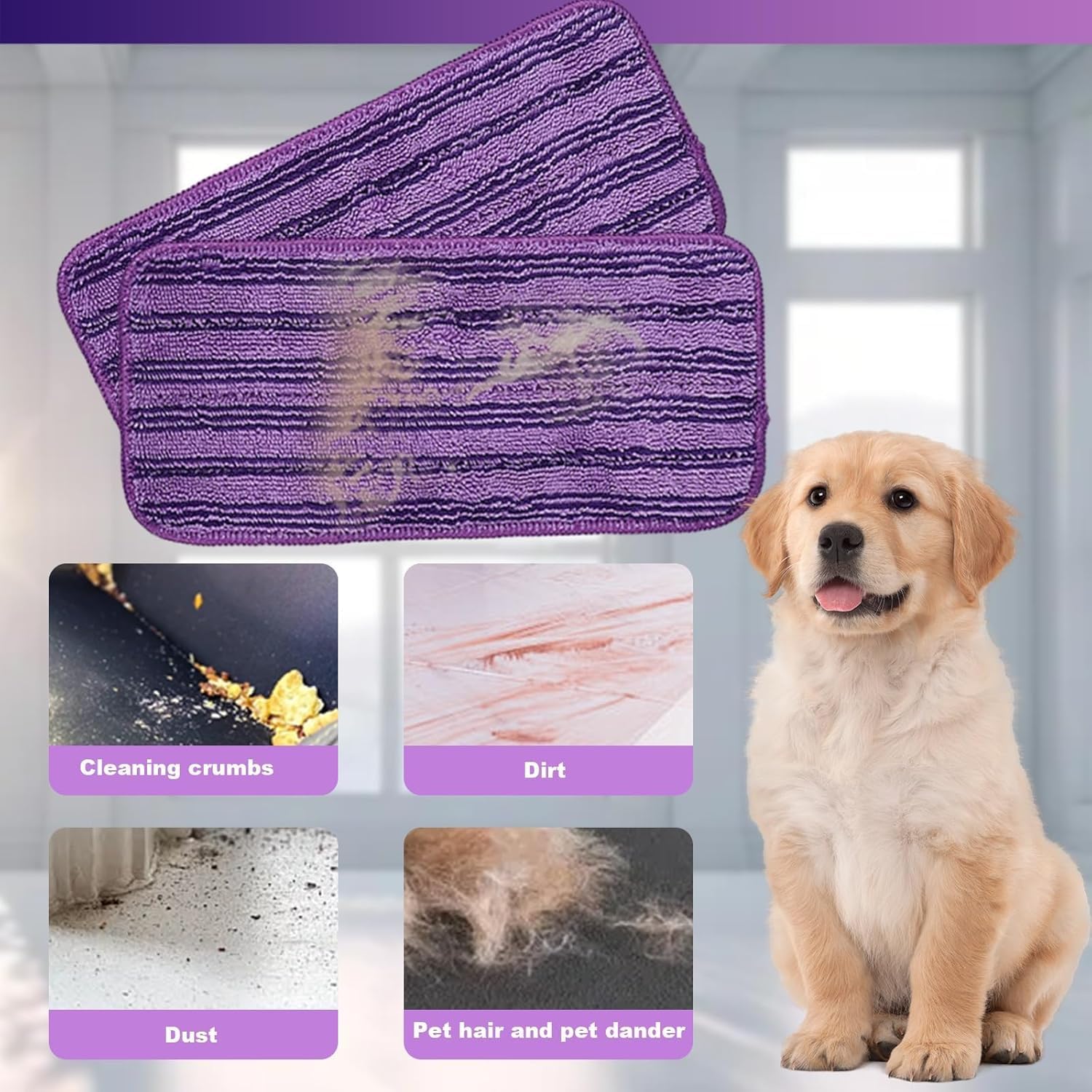 Wielorazowe chusteczki do Swiffer Wet Jet 4 sztuki, do czyszczenia i szorowania podłóg na mokro i sucho, 30 x 14 cm - 3