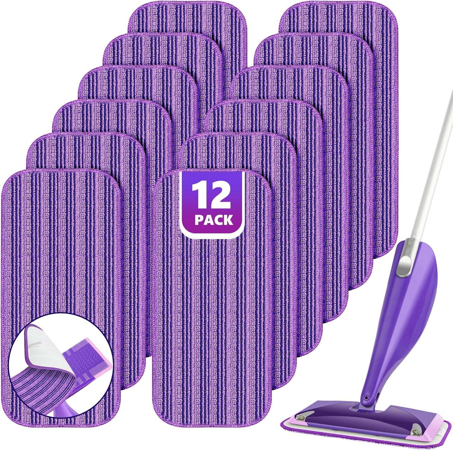 Wielorazowe chusteczki kompatybilne ze Swiffer Wet Jet, kompatybilne z wkładami Wet Jet o długości 30 cm, opakowanie 12 szt.