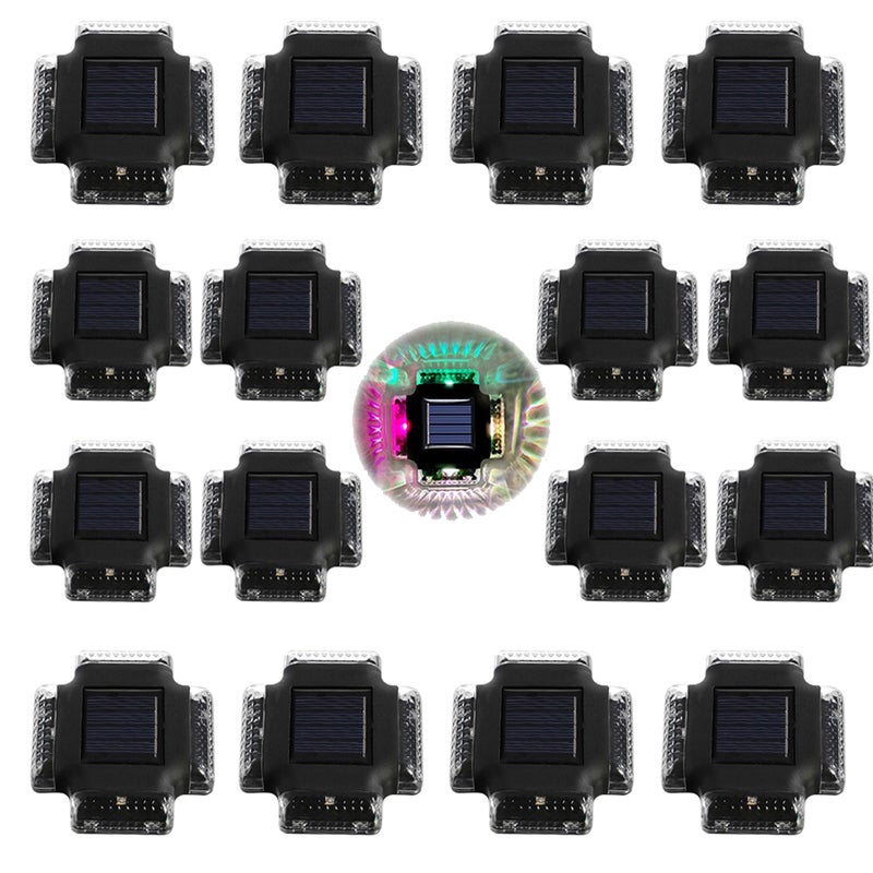 Czterostronna solarna lampa ścienna, 16 sztuk, lampa ścienna na dziedziniec, polikrystaliczna kolorowa solarna lampa ścienna z 4 diodami LED