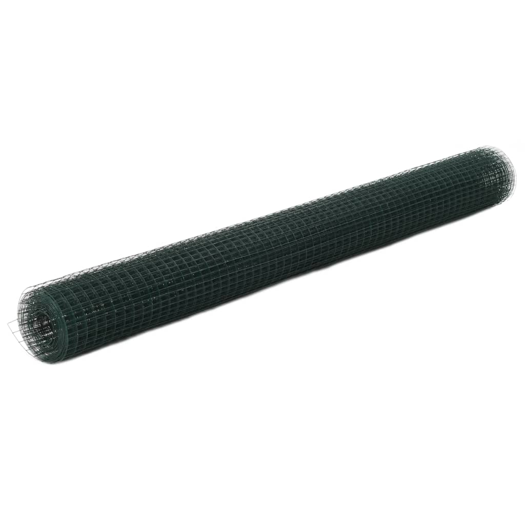 Ogrodzenie z siatki, stal i PVC, 25x1,5 m, zielone vidaXL