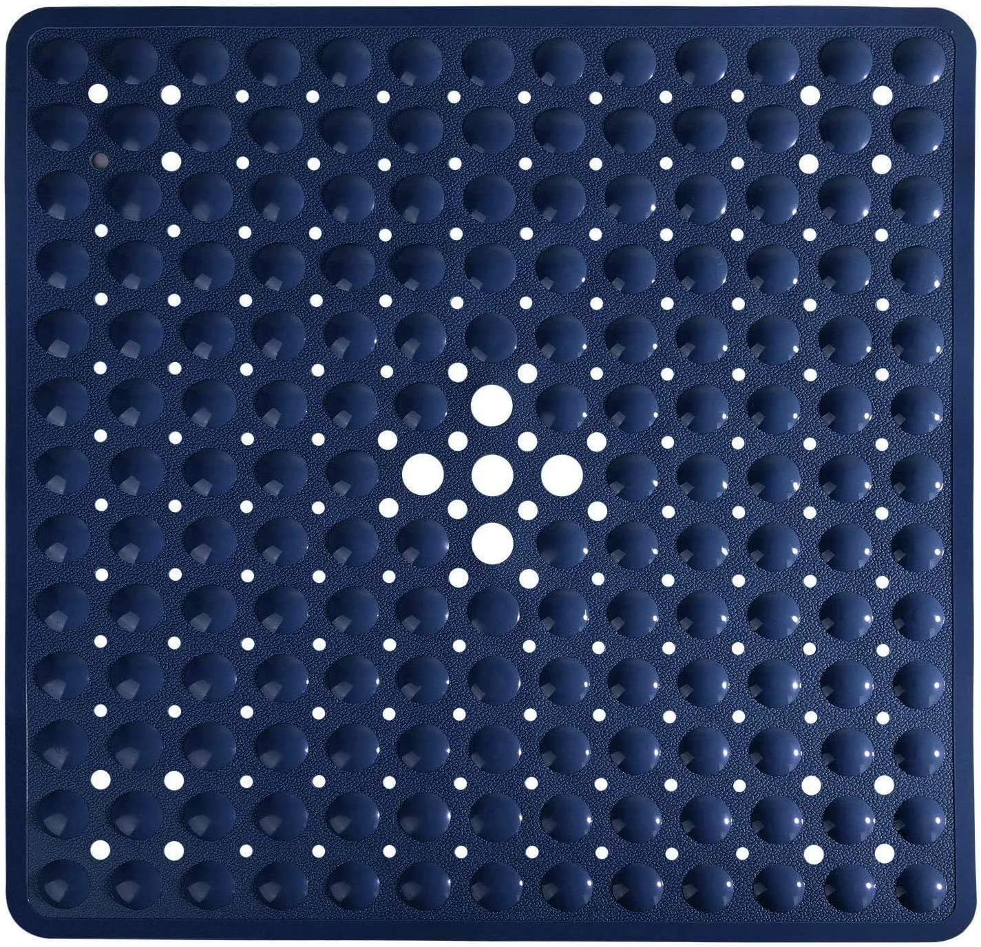Mata prysznicowa antypoślizgowa z przyssawką, odporna na pleśń, z otworami odpływowymi, nadająca się do prania w pralce, 53 x 53 cm, niebieska