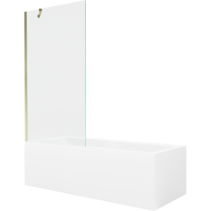 Mexen Cubik wanna prostokątna 170 x 70 cm z obudową i parawanem 1-skrzydłowym 90 cm, transparent, złoty - 550317070X9509000050